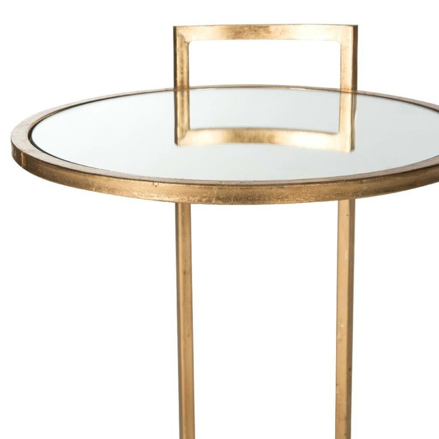 Living Furniture * | Wholesale Calvin Round Gold Leaf End Table In Antique Gold Safavieh Fox2571A