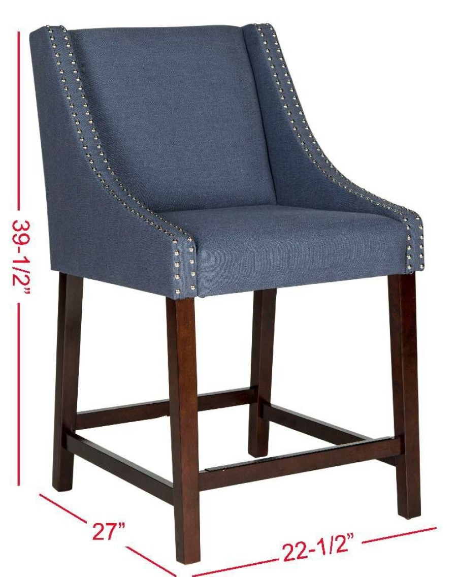 Furniture * | Crazy Deals Dylan Counter Stool In Navy/Espresso Safavieh Fox6221C