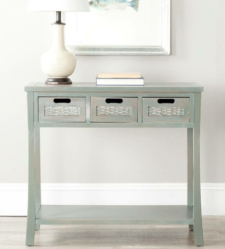 Living Furniture * | Clearance Sale Autumn 3 Drawer Console In French Grey Safavieh Amh6510D