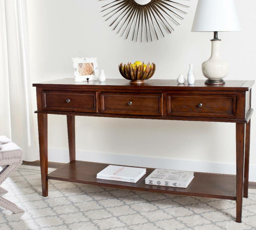 Living Furniture * | Shoping Manelin Console W/ Storage Drawers In Sepia Safavieh Amh6641A