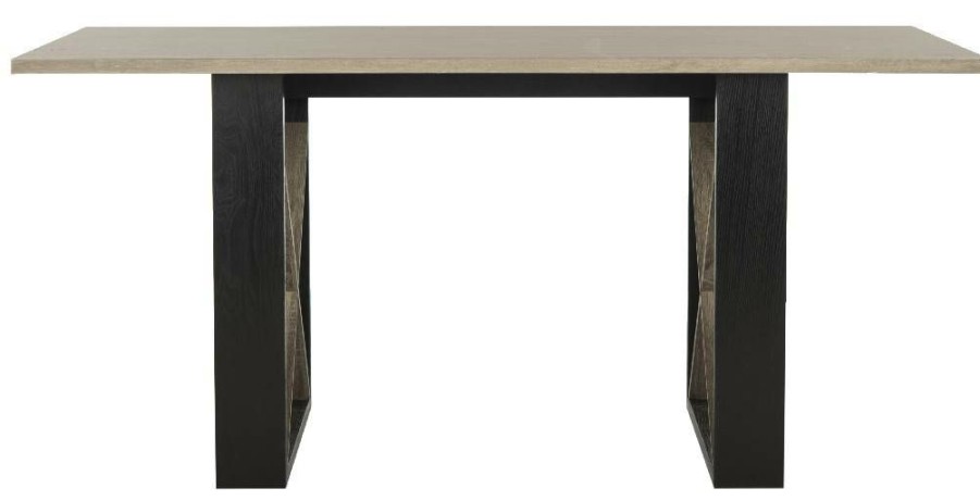 Furniture * | Hot Sell Monty Retro Mid Century Wood Dining Table In Light Oak/Black Safavieh Fox4247A