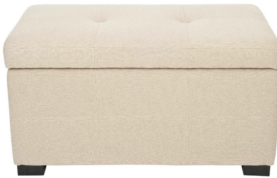 Living Furniture * | Quick Expedition Maiden Tufted Storage Bench Sm In Taupe/Black Safavieh Hud8230L