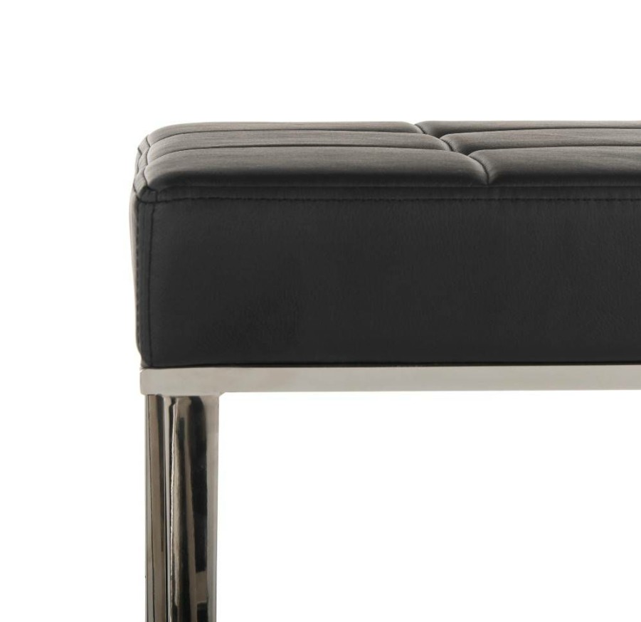 Living Furniture * | Hot Selling Micha Ottoman In Black/Chrome Safavieh Fox2022D