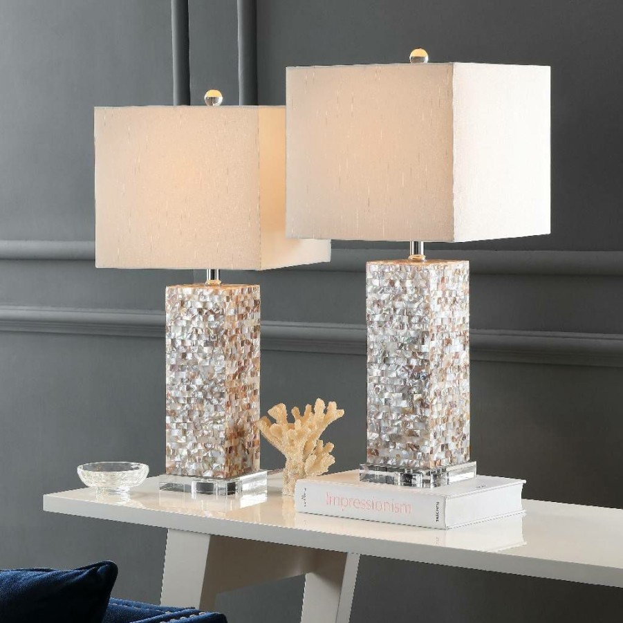 Lamps * | Online Sale Homer 26-Inch H Shell Table Lamp (Set Of 2) Safavieh Lit4106A-Set2