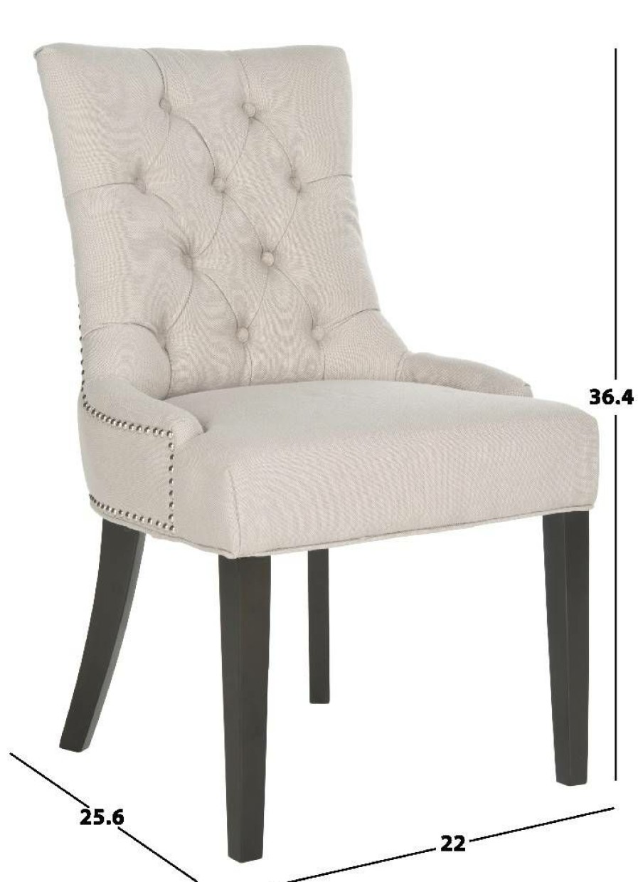 Furniture * | Wholesale Harlow 19"H Tufted Ring Chair Silver Nail Heads In Taupe/Espresso (Set Of 2) Safavieh Mcr4716A-Set2