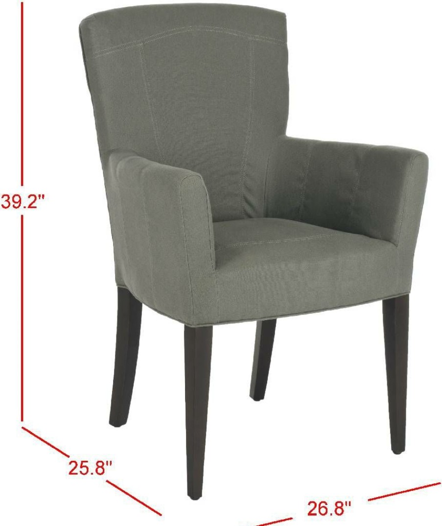 Living Furniture * | Large Choice Dale Arm Chair In Sea Mist/Espresso Safavieh Mcr4710D