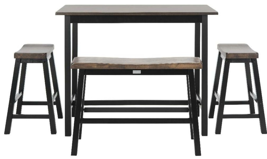 Furniture * | Promotions Ronin 4 Pc Set Pub Table In Dark Espresso/Black Safavieh Amh8503B