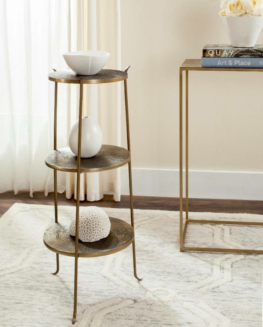 Living Furniture * | Featured Elda Side Table In Brass Safavieh Fox3251A