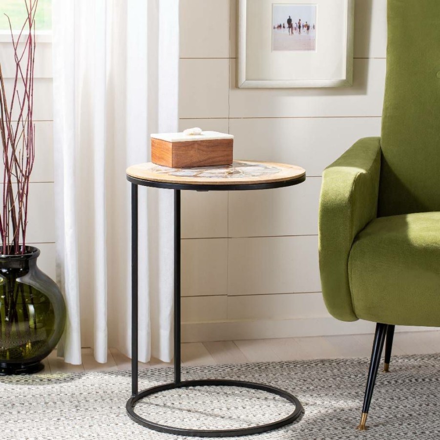 Living Furniture * | Special Offers Gemma Agate Side Table In Black Agate Safavieh Acc5301A