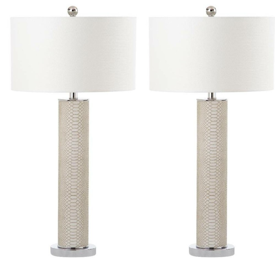 Lamps * | Best Sellers Ollie 31.5-Inch H Faux Snakeskin Table Lamp (Set Of 2) Safavieh Lit4404G-Set2