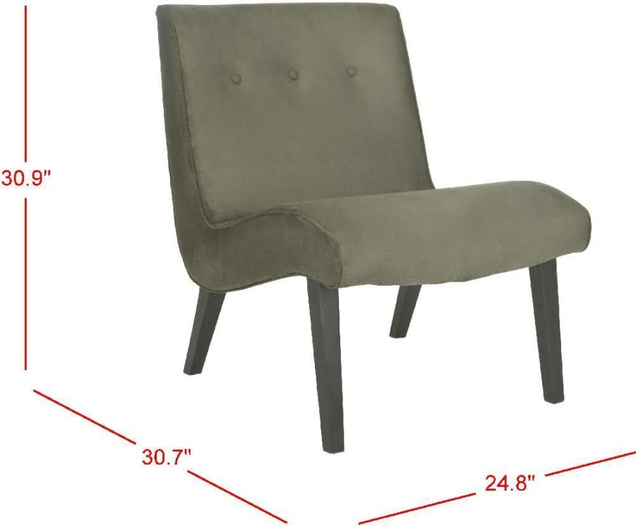 Living Furniture * | Clearance Sale Mandell Chair W/ Buttons In Forest Green/Java Safavieh Mcr4552D