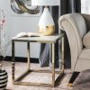 Living Furniture * | Limited Edition Bethany Square End Table In White Marble/Brass Safavieh Acc6201A