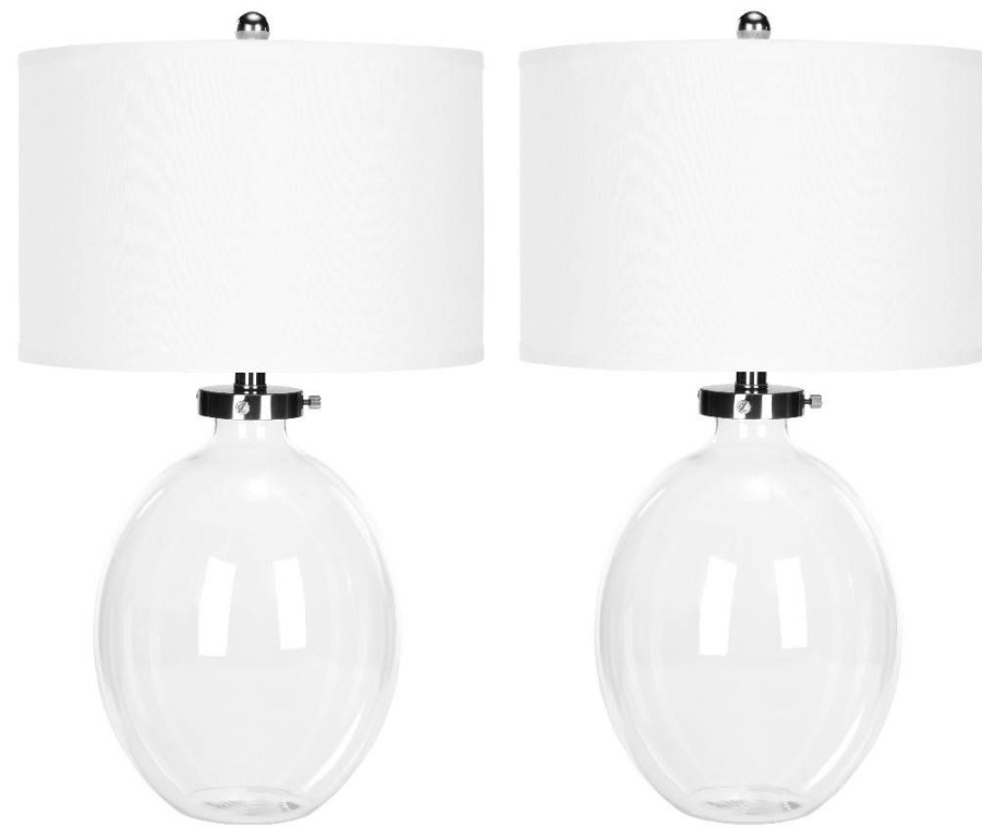 Lamps * | Excellent Quality Neville 26-Inch H Clear Glass Table Lamp (Set Of 2) Safavieh Lit4067A-Set2