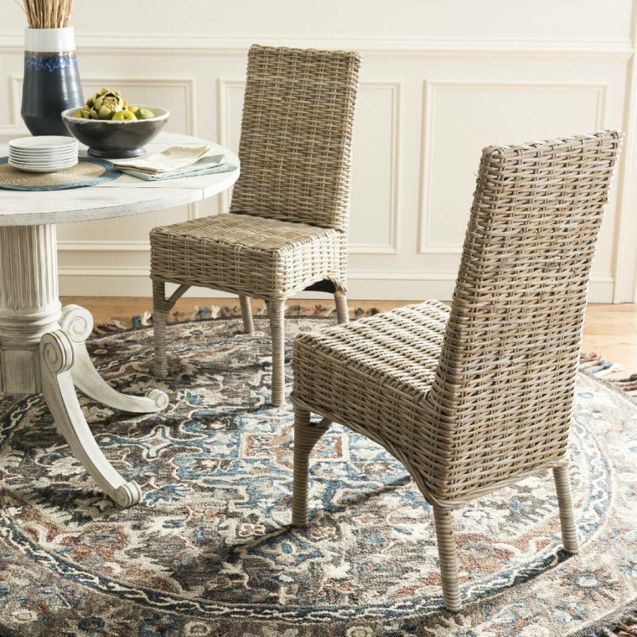 Furniture * | Featured Beacon 18"H Rattan Side Chair In Natural Unfinished (Set Of 2) Safavieh Fox6519A-Set2