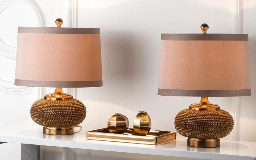 Lamps * | New In Alexis 19-Inch H Gold Bead Lamp (Set Of 2) Safavieh Lit4016A-Set2