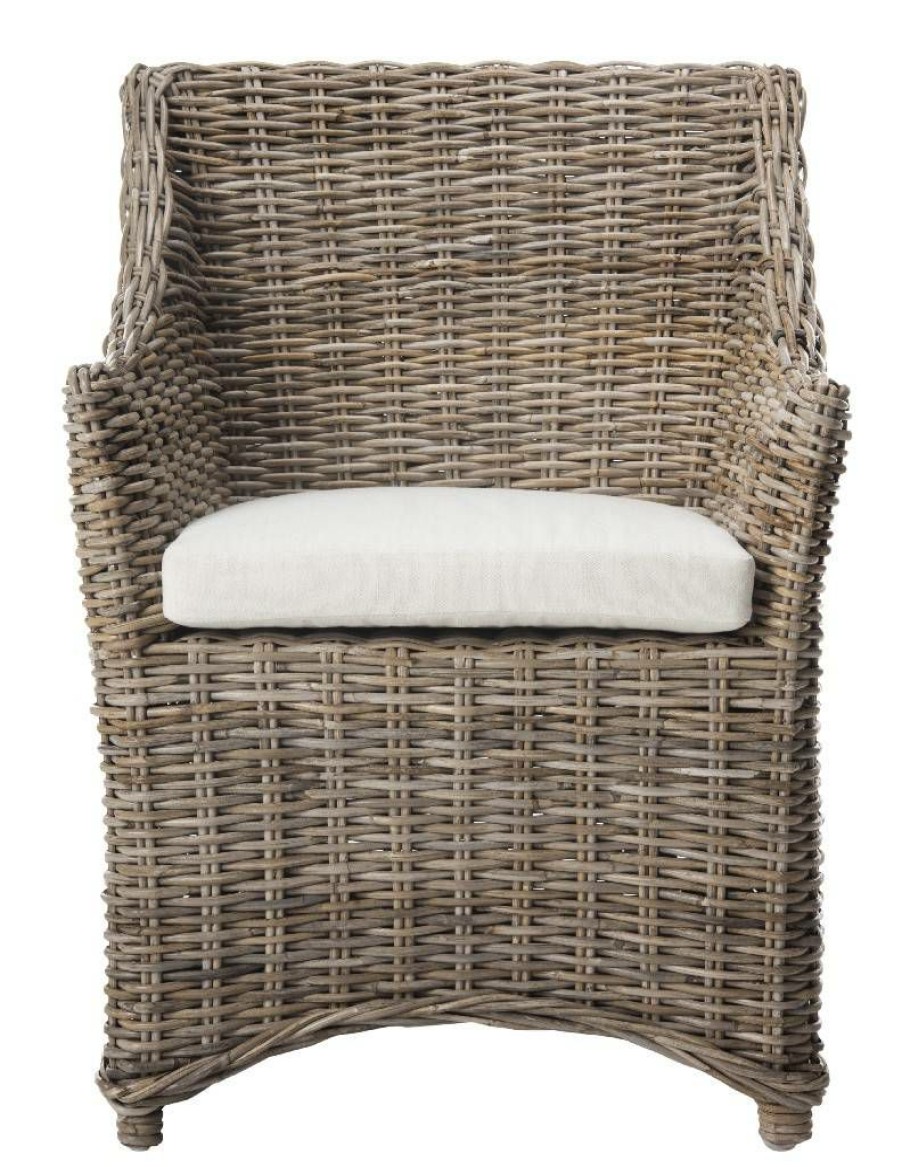 Living Furniture * | Online Ventura Rattan Arm Chair In Brown/White Safavieh Fox6505A