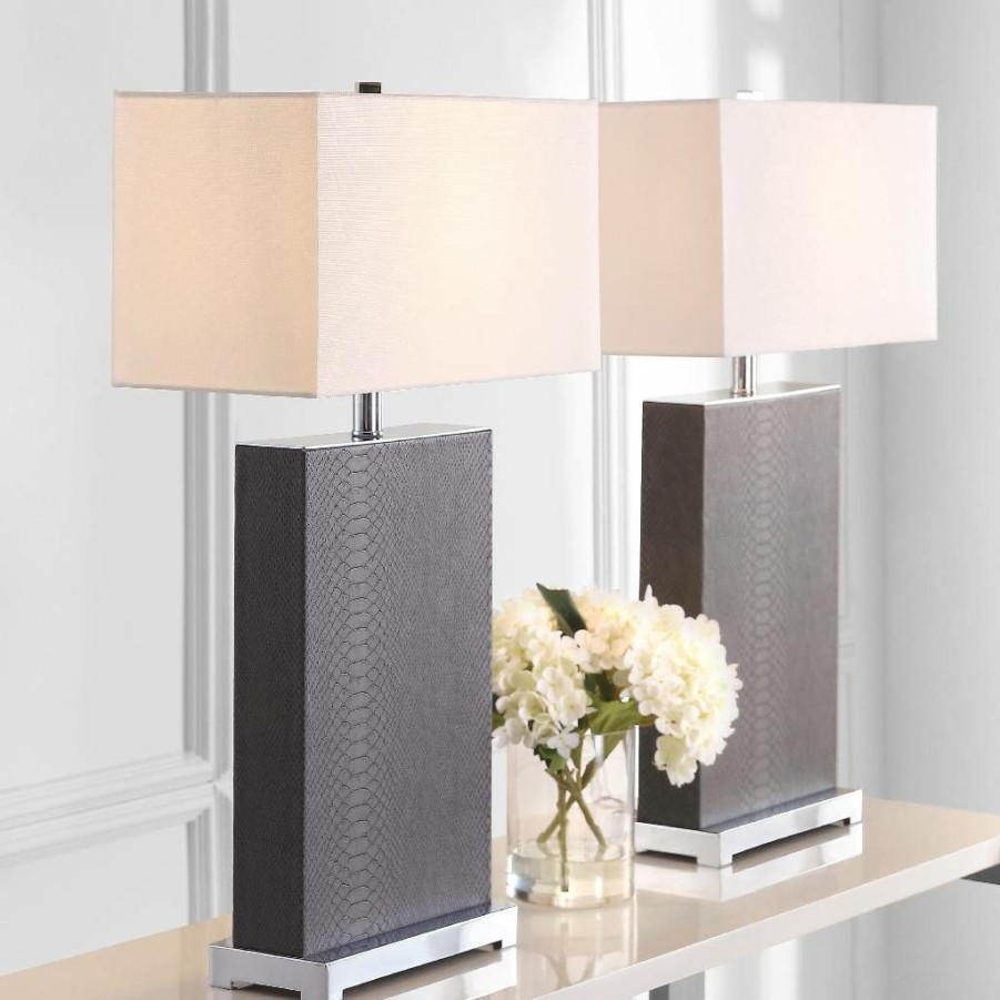 Lamps * | Best Sellers Joyce 27.75-Inch H Faux Snakeskin Table Lamp (Set Of 2) Safavieh Lit4402E-Set2