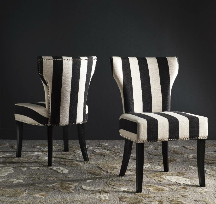 Furniture * | Quick Delivery Jappic 22"H Kd Side Chairs In Black/Ivory/Espresso (Set Of 2) Safavieh Mcr4706F-Set2