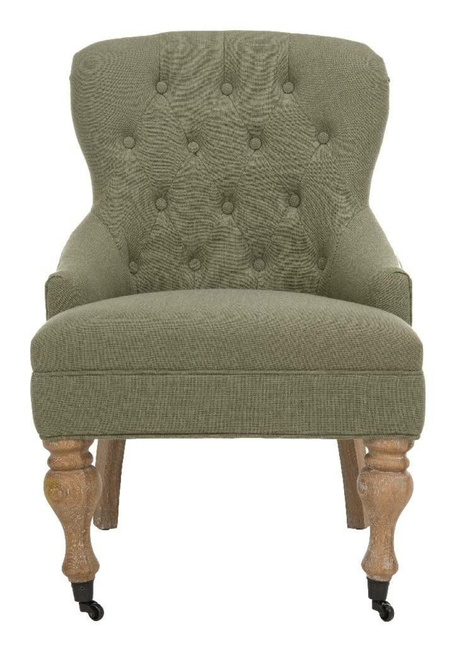 Living Furniture * | Wholesale Falcon Tufted Arm Chair In Granite/White Washed Safavieh Mcr4544C