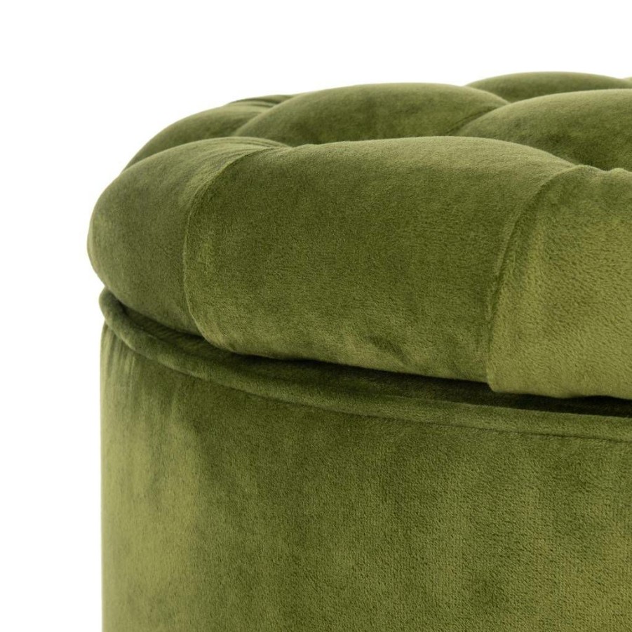 Living Furniture * | With Discount Amelia Tufted Storage Ottoman In Fern/Espresso Safavieh Hud8220R