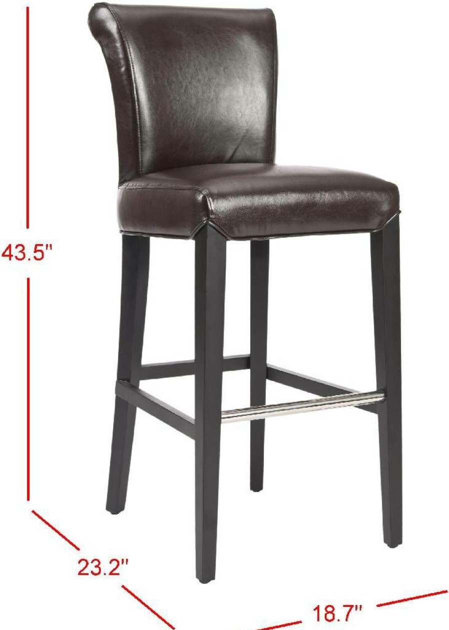 Furniture * | Clearance Sale Seth Bar Stool In Brown/Black Safavieh Mcr4510B