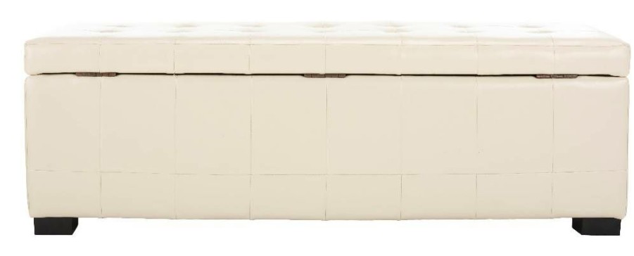 Living Furniture * | Online Large Manhattan Storage Bench In Off White/Black Safavieh Hud4200D