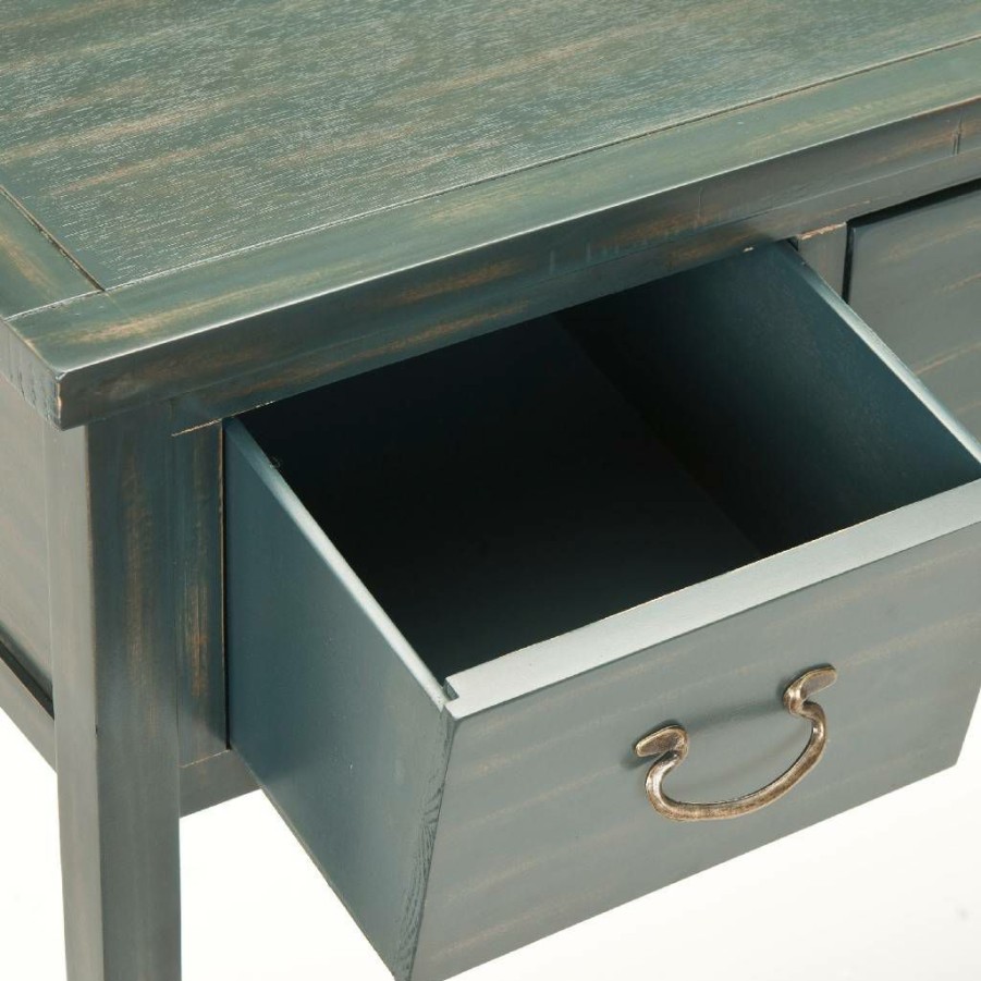 Living Furniture * | Special Offers Cindy Console W/ Storage Drawers In Steel Teal Safavieh Amh6568E