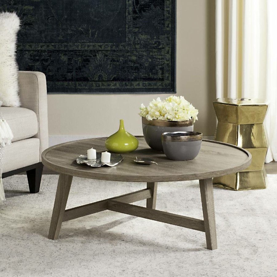 Living Furniture * | Promotions Malone Retro Mid Century Wood Coffee Table In Light Oak Safavieh Fox4257A