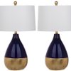 Lamps * | Flash Sale Kingship 24-Inch H Navy And Gold Table Lamp (Set Of 2) Safavieh Lit4502A-Set2