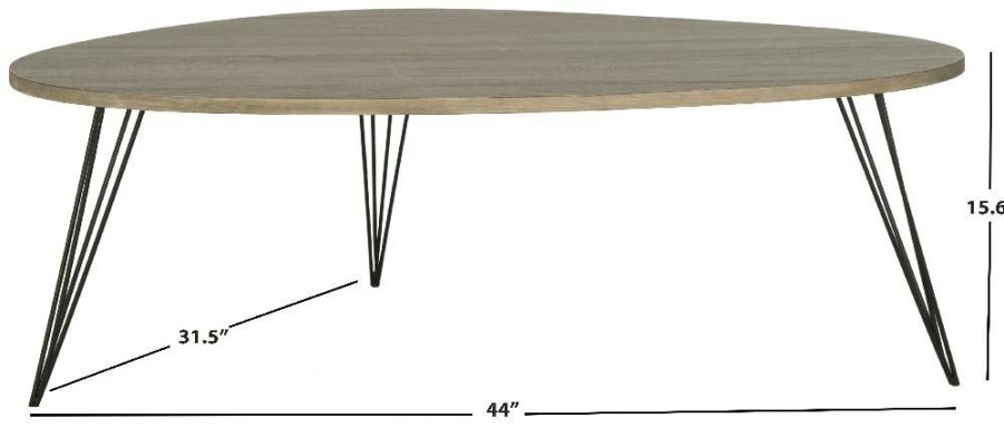 Living Furniture * | Limited Edition Wynton Retro Mid Century Wood Coffee Table In Oak/Black Safavieh Fox4215A