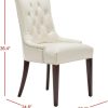 Furniture * | Promotions Amanda 19"H Leather Tufted Chair Nickel Nail Heads In Flat Cream/Cherry Mahogany Safavieh Mcr4515B