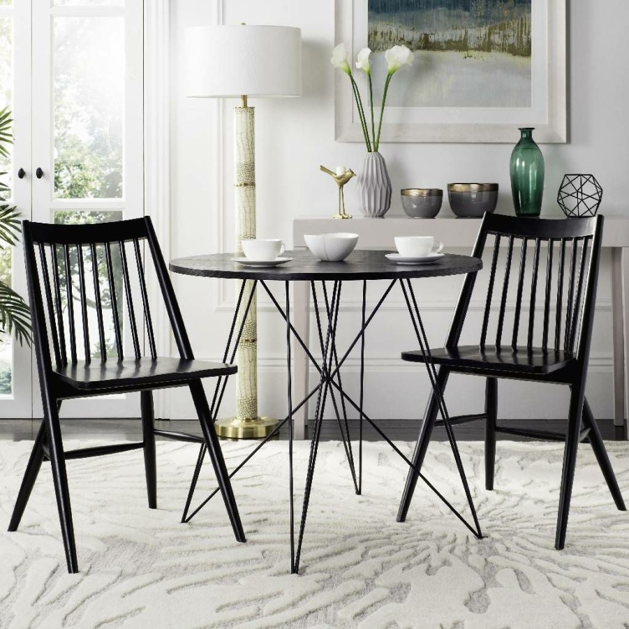 Furniture * | Limited Edition Wren 19 H Spindle Dining Chair In Black (Set Of 2) Safavieh Dch1000A-Set2