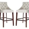 Furniture * | Hot Sell Eleni Tufted Wing Back Bar Stool In Grey Safavieh Bst6304B-Set2