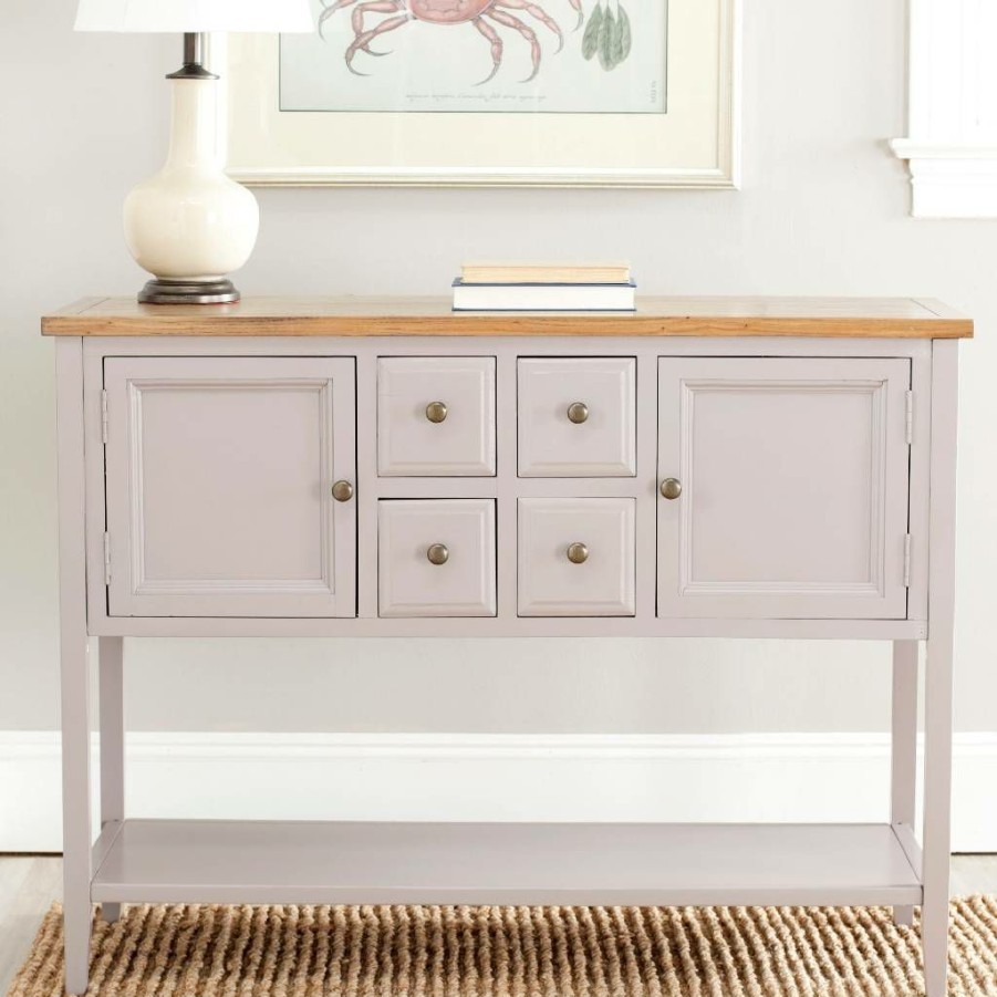 Furniture * | Classical Charlotte Storage Sideboard In Quartz Grey/Oak Safavieh Amh6517C