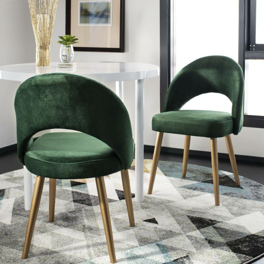 Furniture * | Hot Selling Giani Retro Dining Chair In Malachite Green/Gold (Set Of 2) Safavieh Dch6201C-Set2