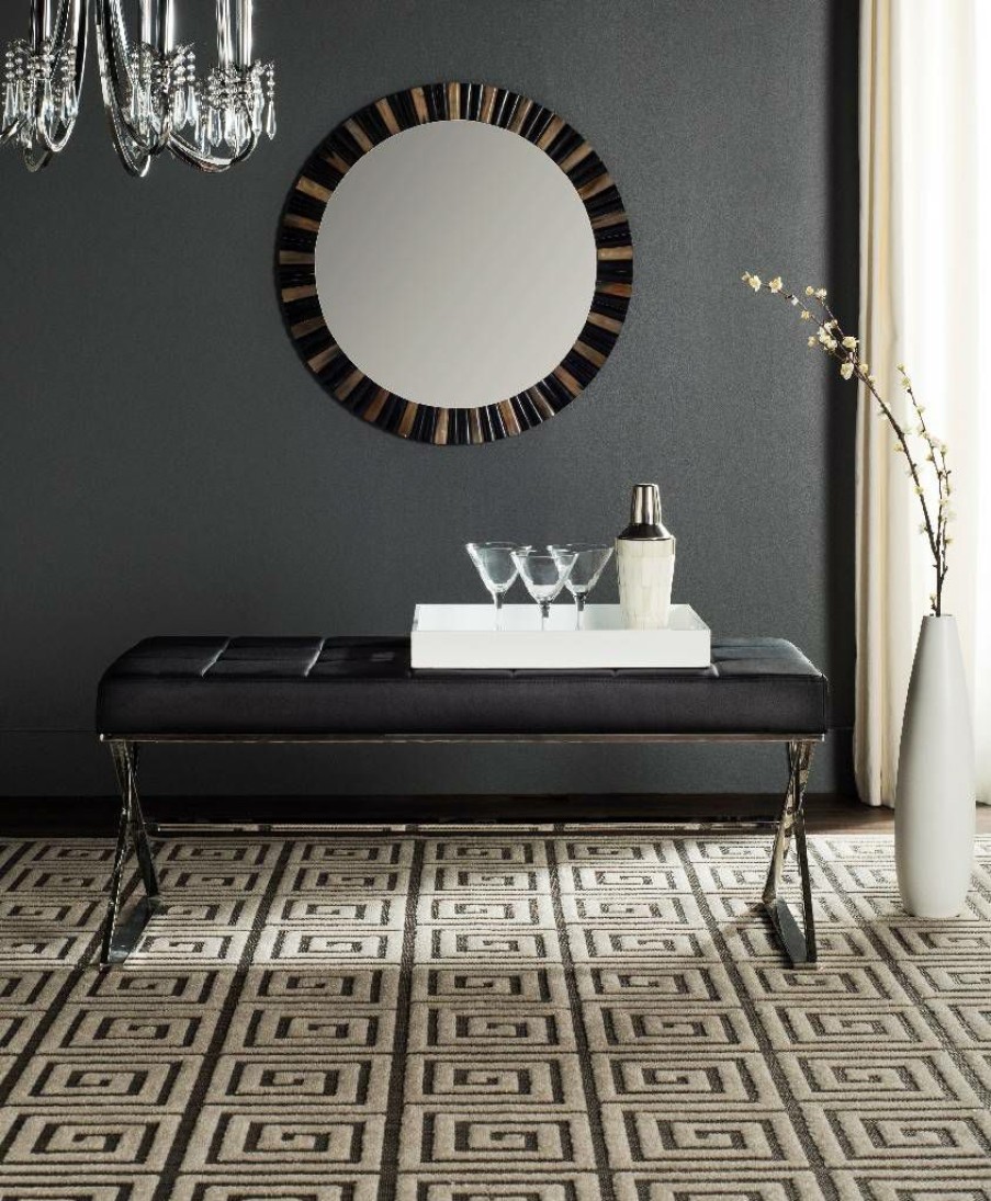 Living Furniture * | Classical Micha Bench In Black/Chrome Safavieh Fox2023D