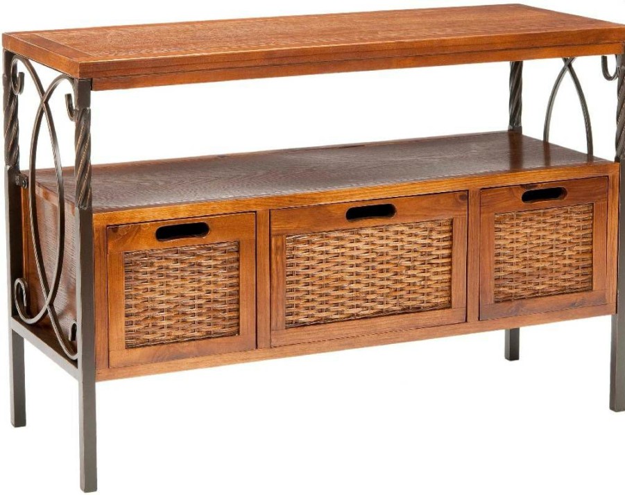 Living Furniture * | Wholesale Joshua 3 Drawer Console In Antique Pewter/Dark Walnut Safavieh Amh6532A