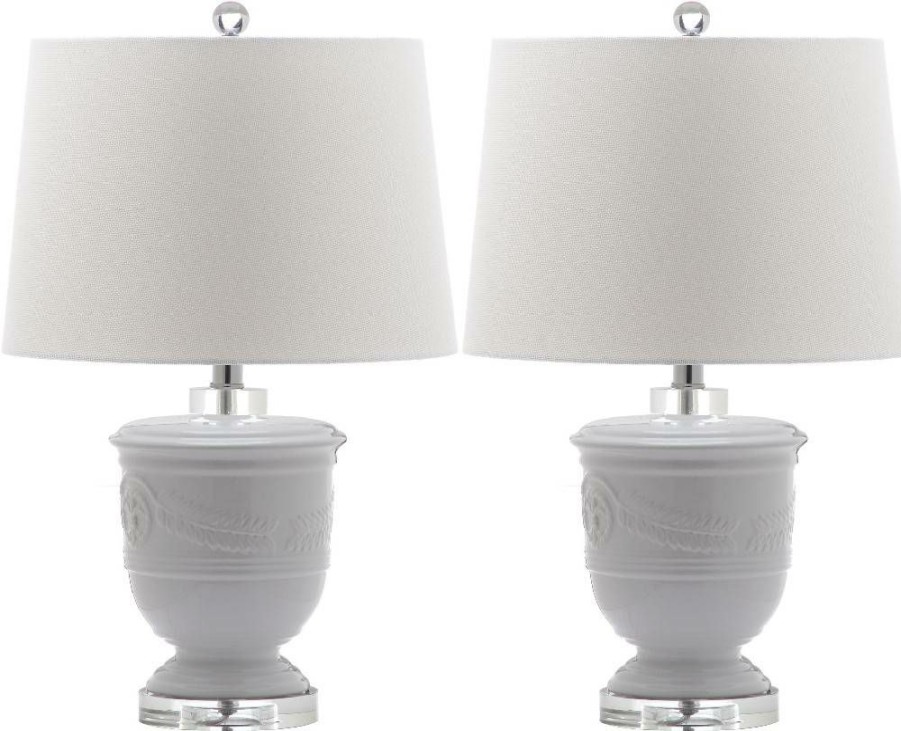 Lamps * | Excellent Quality Shoal 23-Inch H White Table Lamp (Set Of 2) Safavieh Lit4252B-Set2