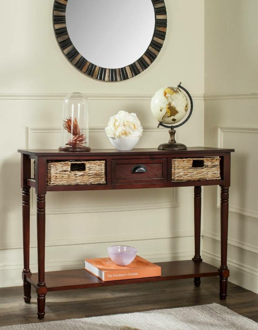 Living Furniture * | Wholesale Christa Console Table W/ Storage In Cherry Safavieh Amh5737C