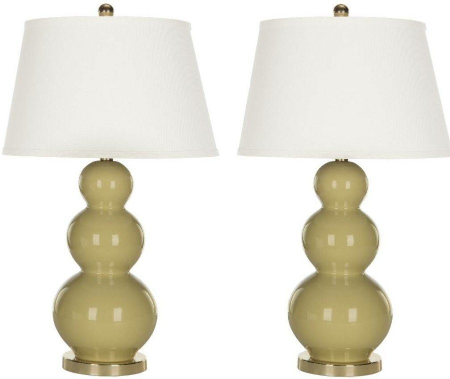 Lamps * | Offering Discounts Pamela 28-Inch H Triple Gourd Ceramic Lamp (Set Of 2) Safavieh Lit4095L-Set2