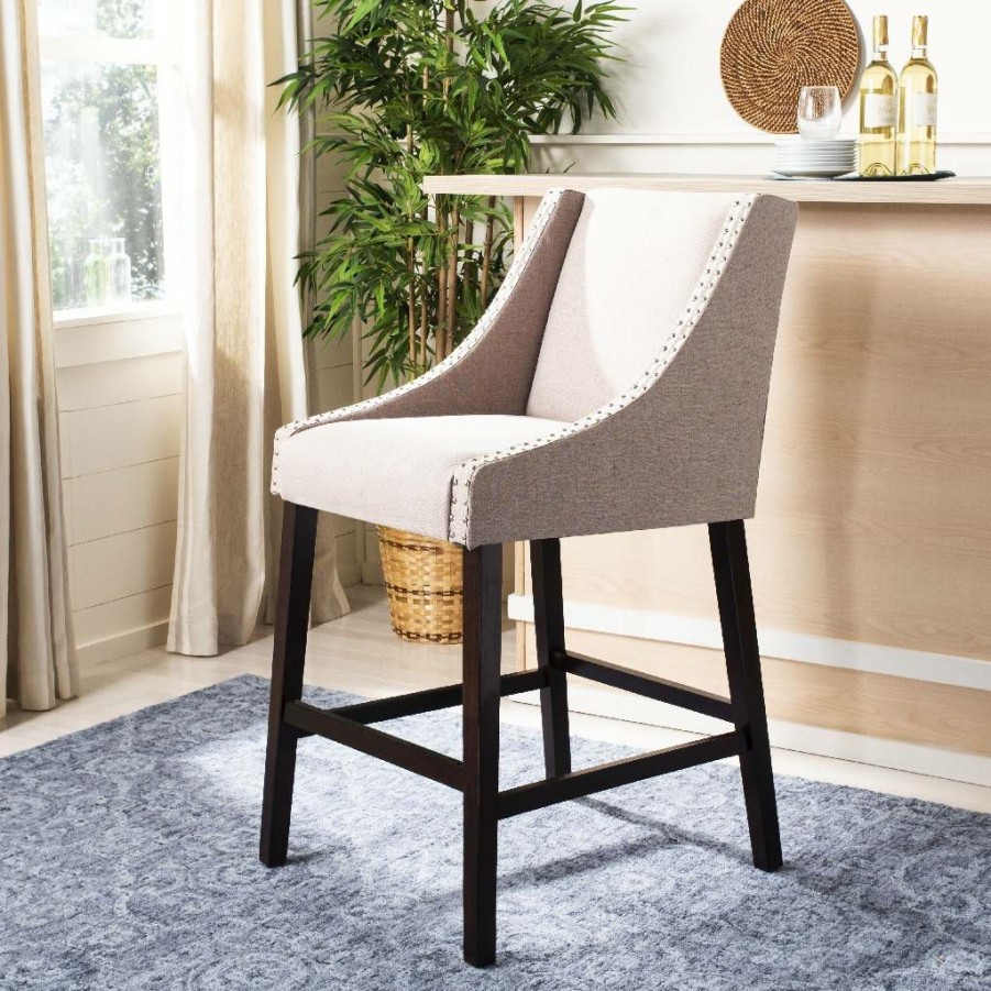 Furniture * | Hot Sale Dylan Bar Stool In Taupe/Espresso Safavieh Fox6222B