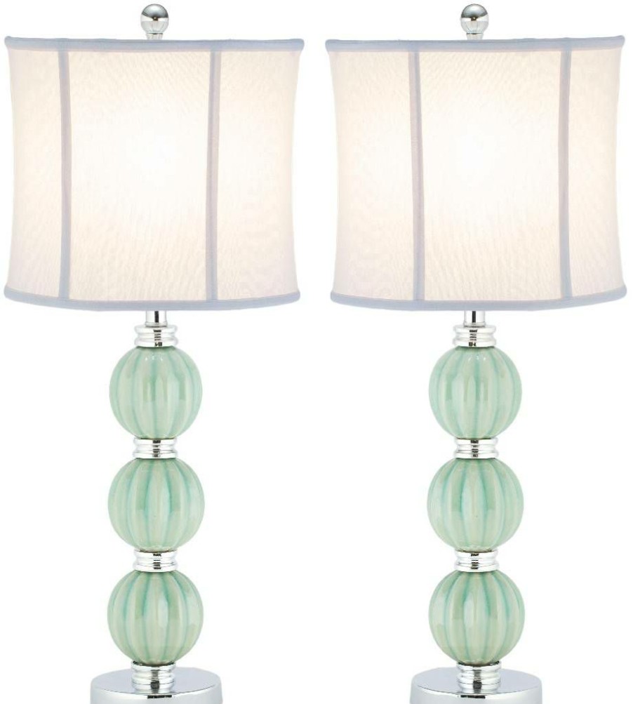 Lamps * | Closeout Sale Stephanie 28-Inch H Green Globe Lamp (Set Of 2) Safavieh Lit4018A-Set2