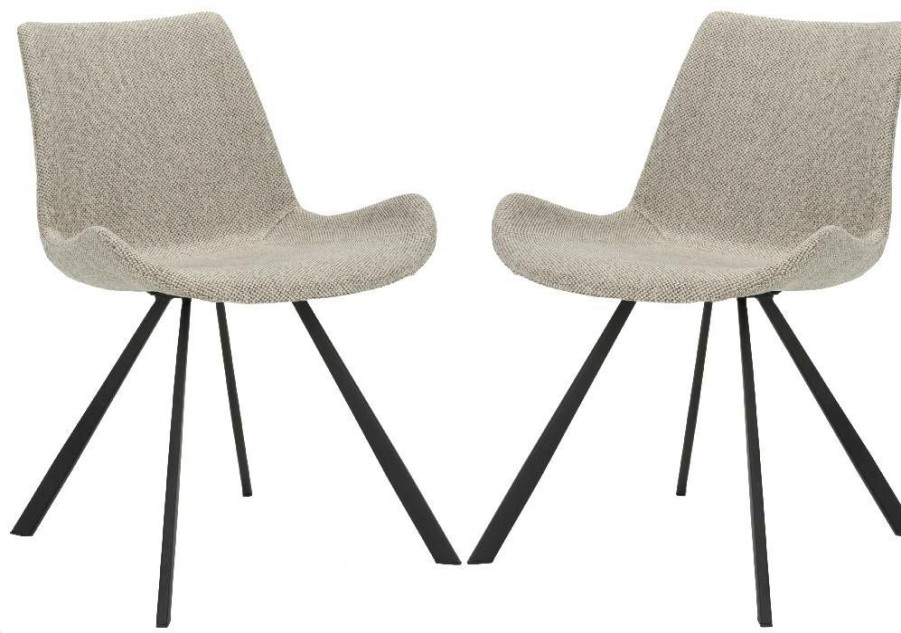 Furniture * | Clearance Sale Terra Midcentury Modern Dining Chair In Light Grey/Black Safavieh Ach7004B-Set2