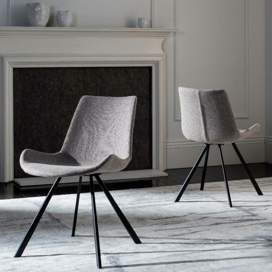 Furniture * | Clearance Sale Terra Midcentury Modern Dining Chair In Light Grey/Black Safavieh Ach7004B-Set2