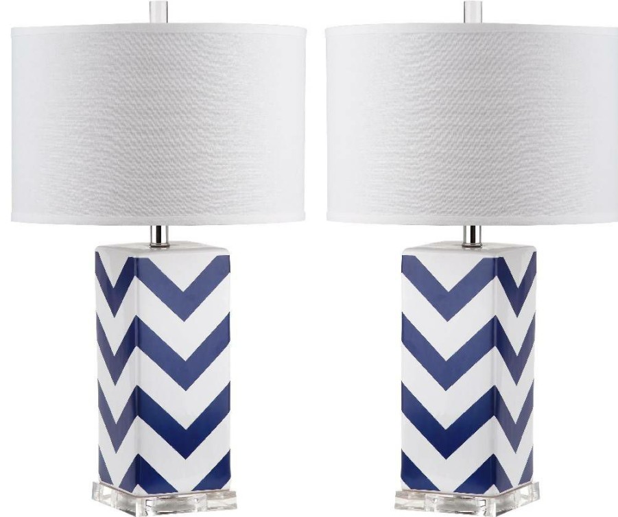 Lamps * | Top Selling Chevron 27-Inch H Stripe Table Lamp (Set Of 2) Safavieh Lit4136A-Set2