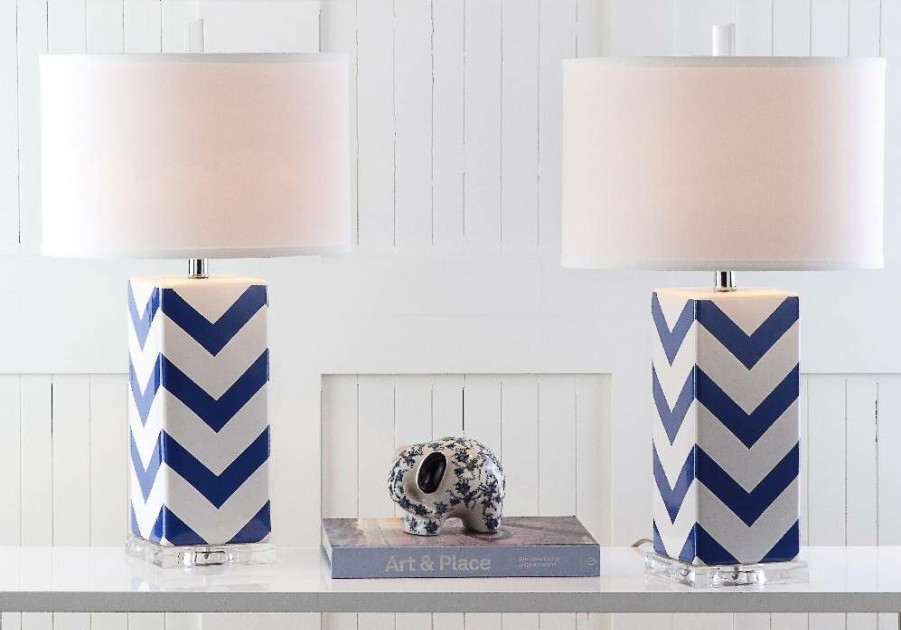 Lamps * | Top Selling Chevron 27-Inch H Stripe Table Lamp (Set Of 2) Safavieh Lit4136A-Set2