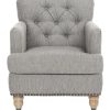 Living Furniture * | Classical Colin Tufted Club Chair In Stone/Grey/White Wash Safavieh Hud8212E