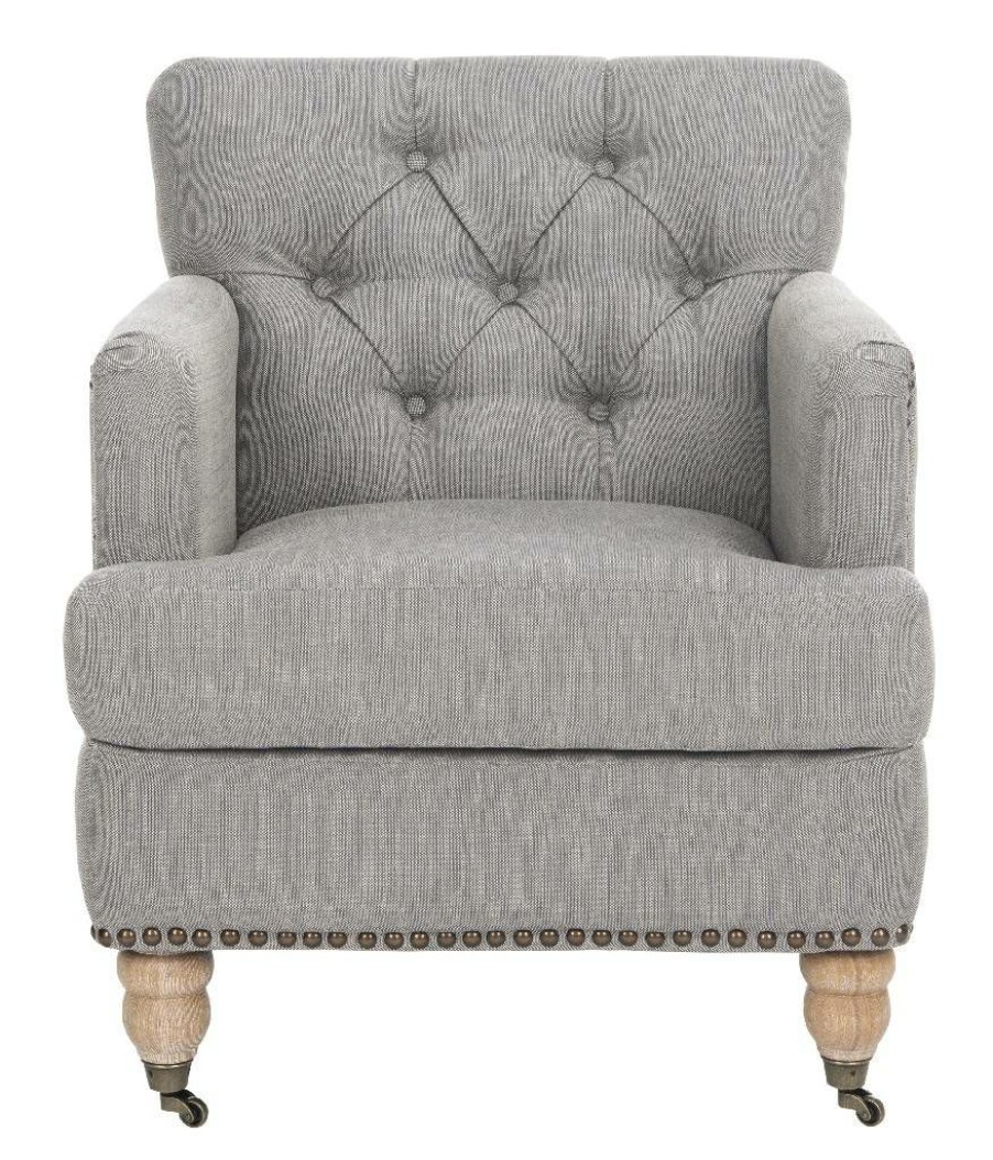 Living Furniture * | Classical Colin Tufted Club Chair In Stone/Grey/White Wash Safavieh Hud8212E