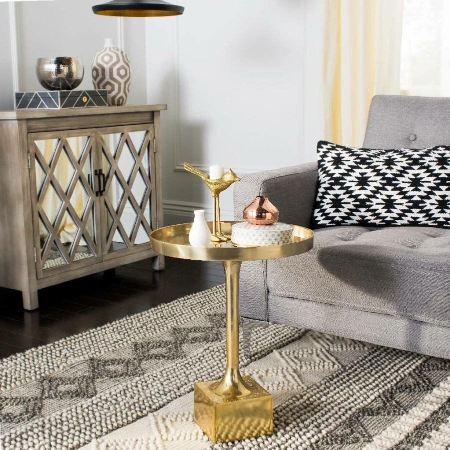 Living Furniture * | Hot Sale Corvus Round Side Table In Antique Brass Safavieh Fox5519A