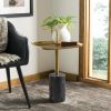 Living Furniture * | Special Offers Artemis Square Brass Top Side Table In Brass/Marble Safavieh Fox5525A